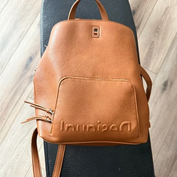 Desigual Caramel Leather Backpack - Picture 1 of 1